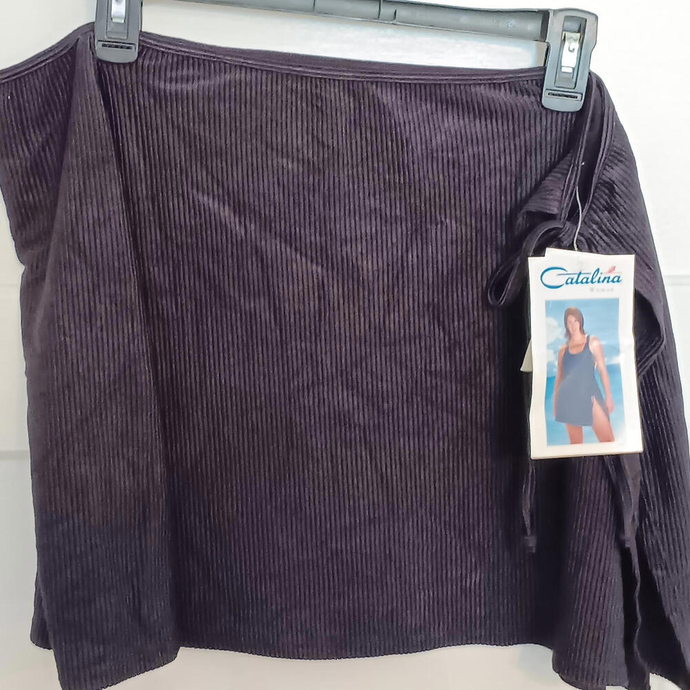 Catalina Women's Black Swim Wrap Bottom Ribbed  Coverup  SwimWear Size 2X NWT
